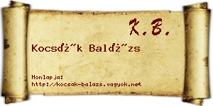 Kocsák Balázs névjegykártya